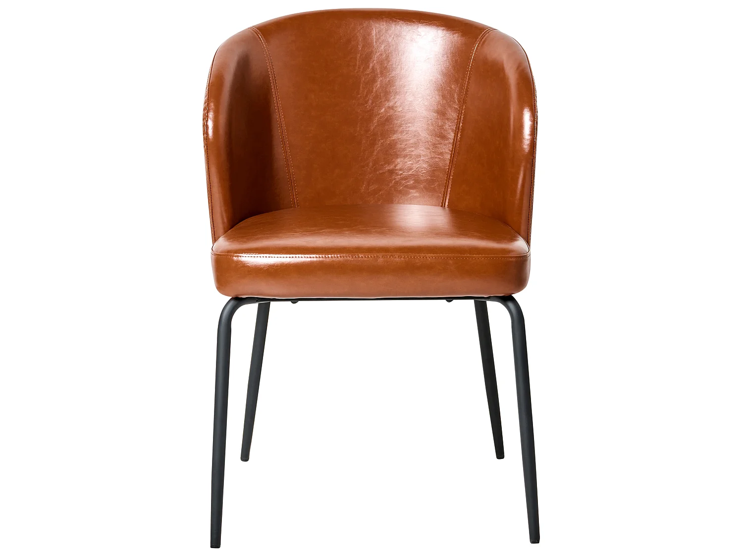 Lot de 2 chaises de salle à manger ZANA Cuir PU Marron doré