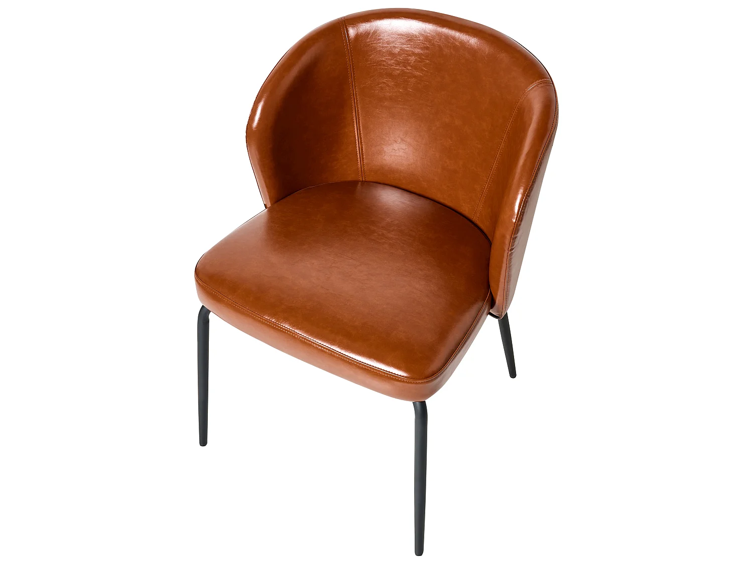 Lot de 2 chaises de salle à manger ZANA Cuir PU Marron doré
