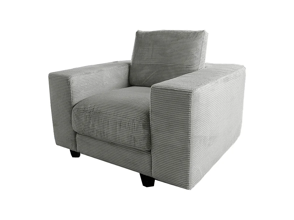 Fauteuil simple - gris clair Velours côtelé - MADELINE