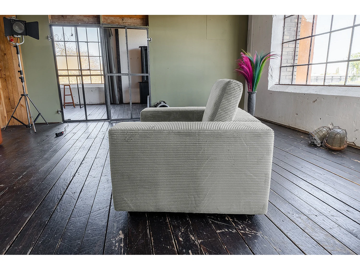 Einzelsessel - Hellgrau Cord - MADELINE