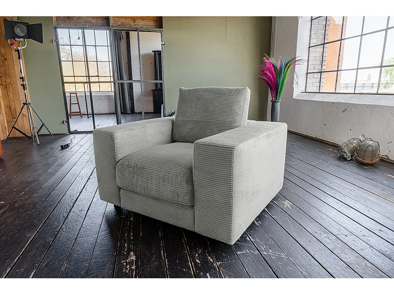 Enkele fauteuil - Lichtgrijs Koord - MADELINE