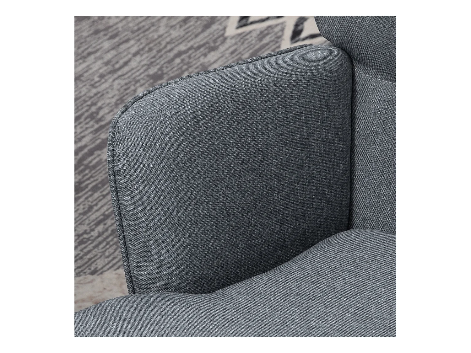 Fauteuil à bascule avec tabouret, tissu en lin gris