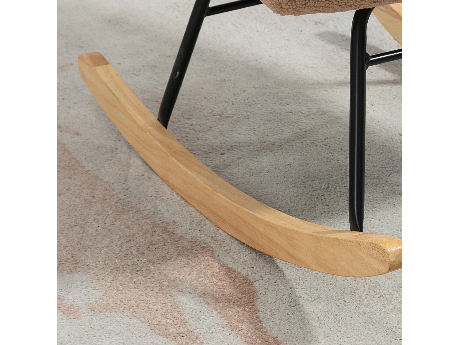 Fauteuil à bascule en velours bouclé brun, chaise à bascule avec accoudoirs