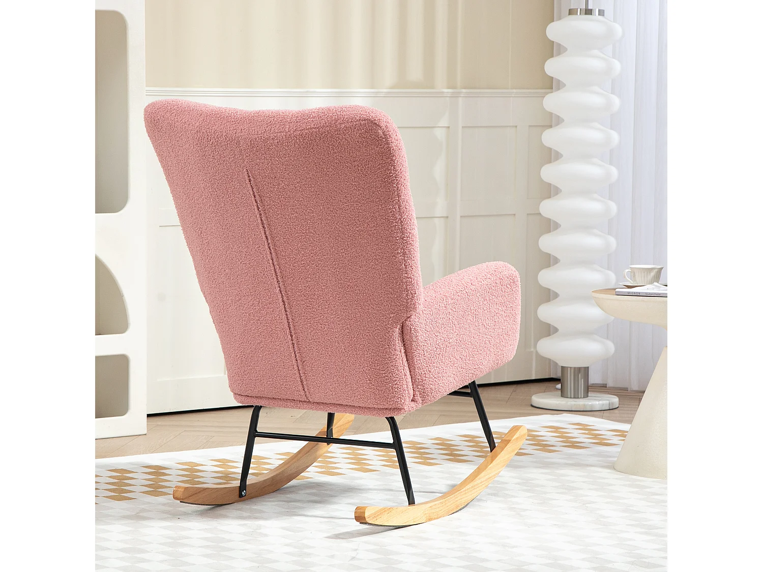 Cadeira de balanço Teddy Rose Velvet, cadeira de balanço com braços