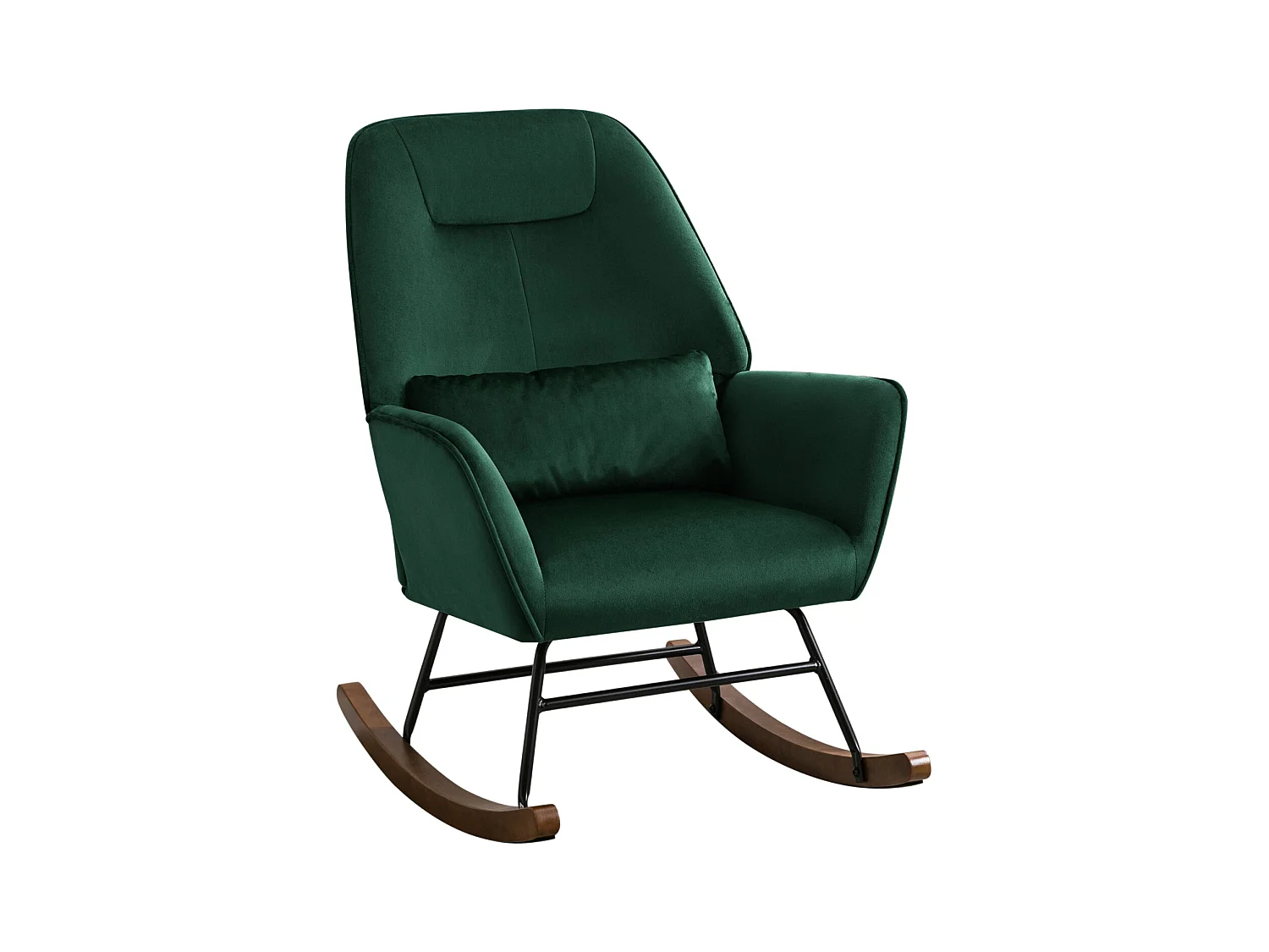 Fauteuil à Bascule en Velours Rembourré avec Support Lombaire,  Fauteuil Allaitement à Bascule pour Salon, Chambre d'enfant, Vert Foncé