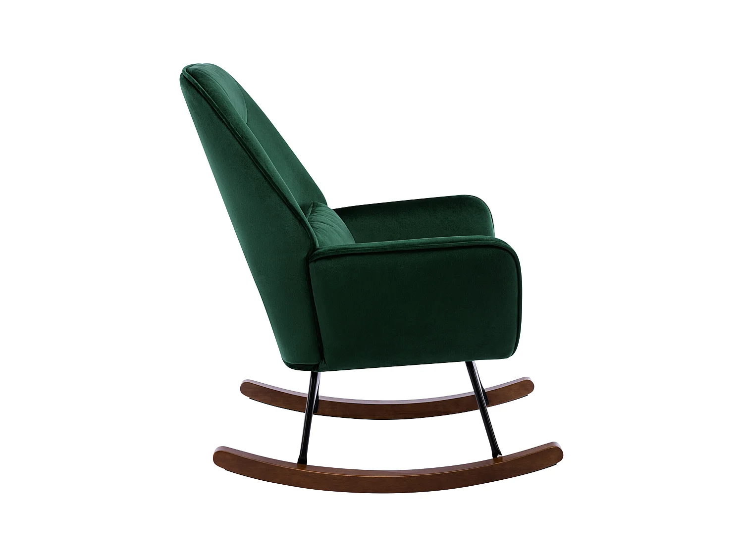 Fauteuil à Bascule en Velours Rembourré avec Support Lombaire,  Fauteuil Allaitement à Bascule pour Salon, Chambre d'enfant, Vert Foncé