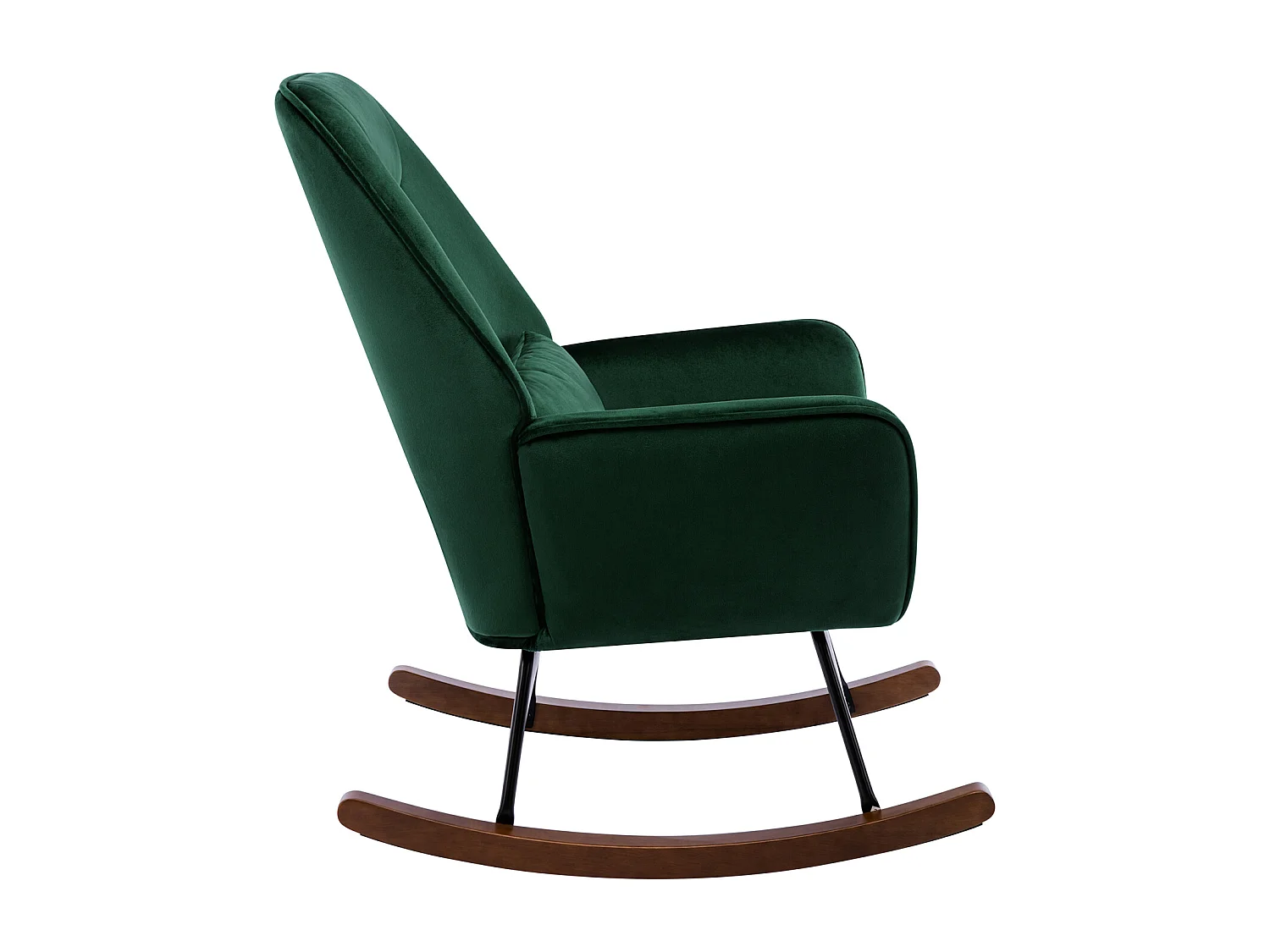 Fauteuil à Bascule en Velours Rembourré avec Support Lombaire,  Fauteuil Allaitement à Bascule pour Salon, Chambre d'enfant, Vert Foncé