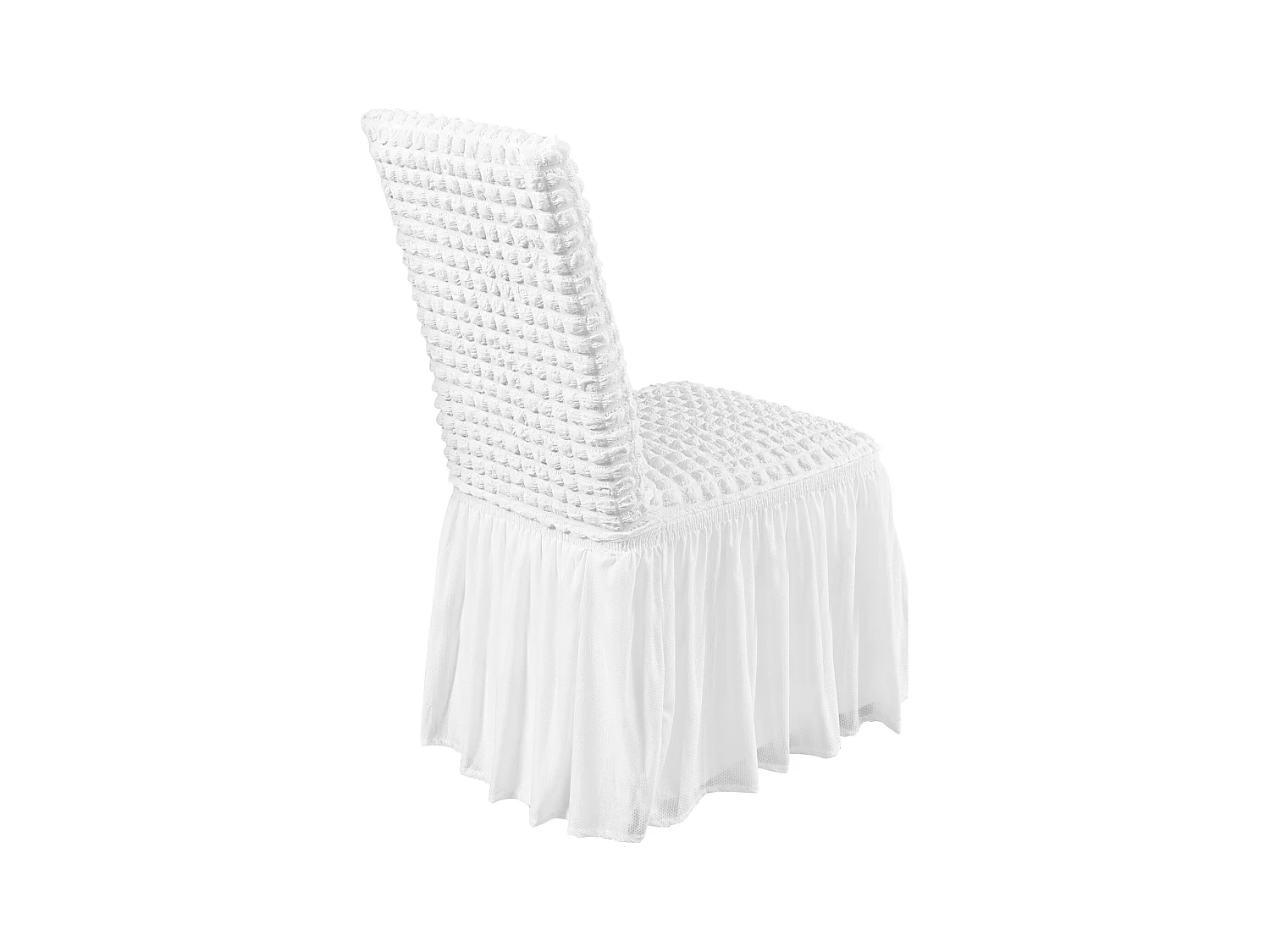 Housse de Chaise SucceBuy 4 Pièces, Blanc, de Chaise Pliantes en Élasthanne Extensible avec Jupe