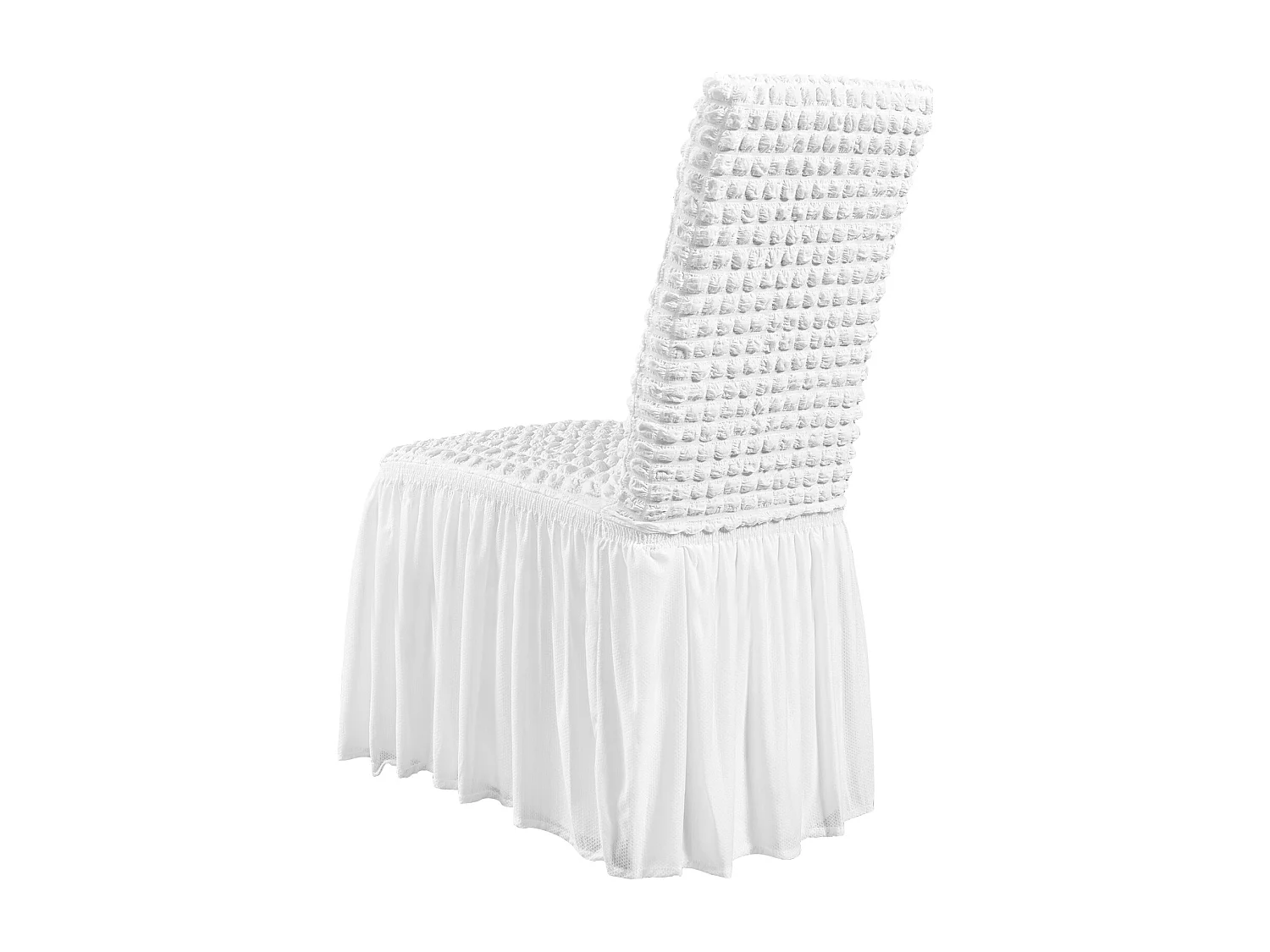 Housse de Chaise SucceBuy 4 Pièces, Blanc, de Chaise Pliantes en Élasthanne Extensible avec Jupe