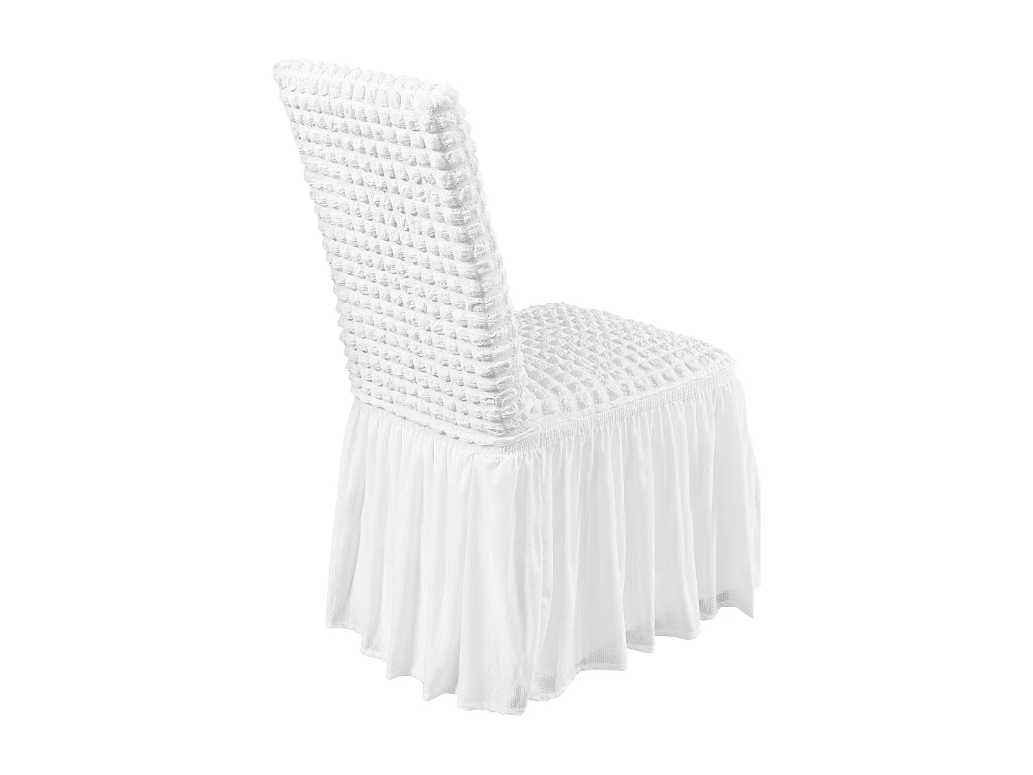 Housse de Chaise SucceBuy 4 Pièces, Blanc, de Chaise Pliantes en Élasthanne Extensible avec Jupe