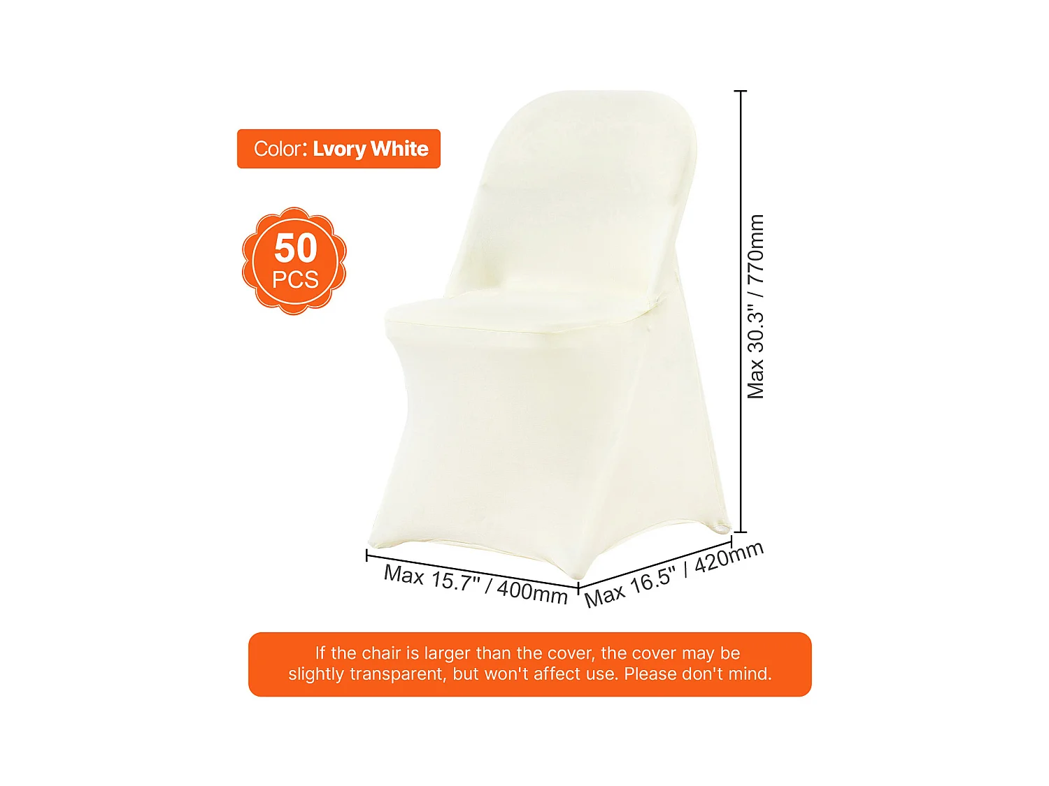 Housse de Chaise SucceBuy 50 Pièces, Blanc Ivoire, Housses de Protection Universelle