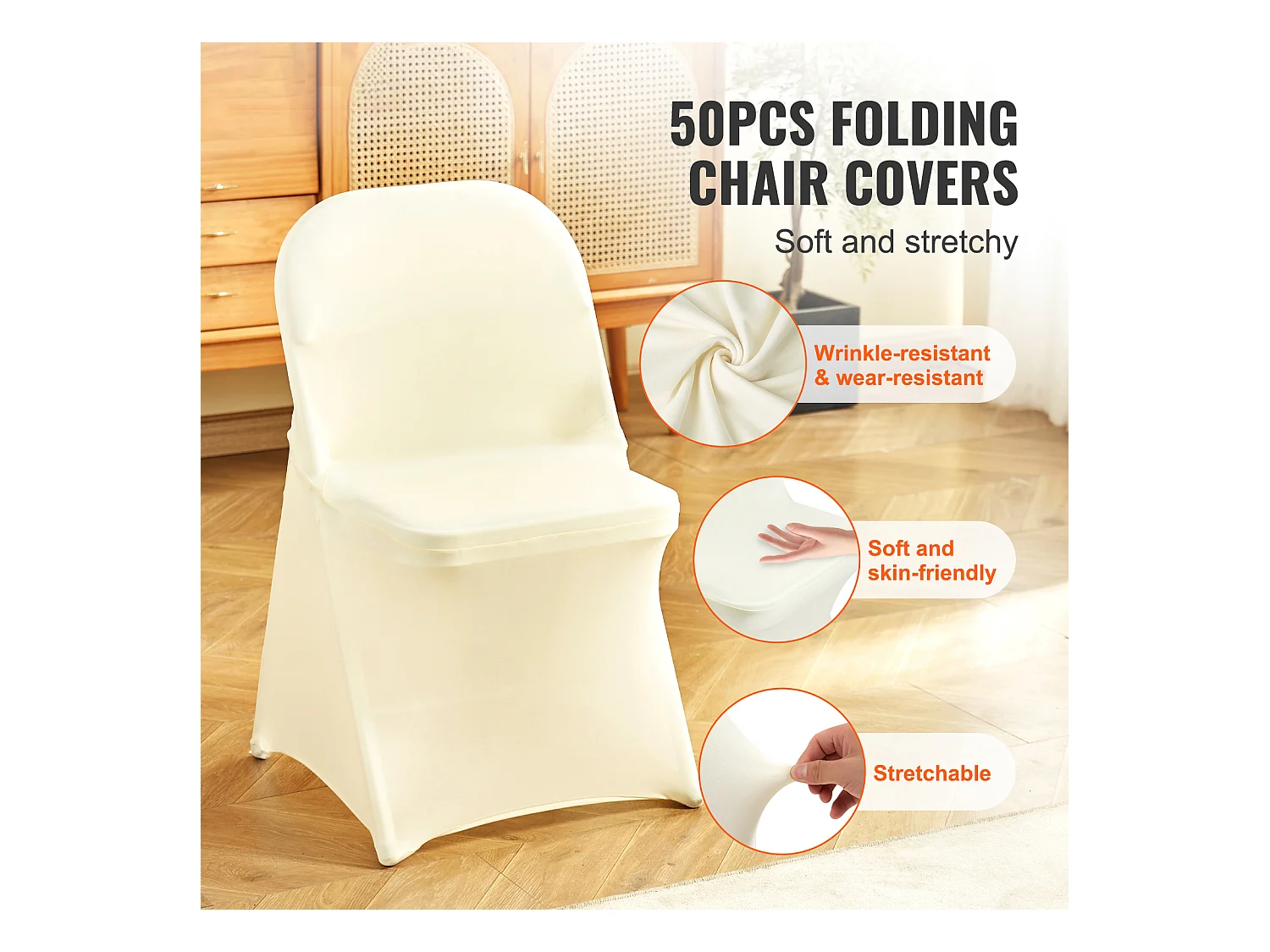 Housse de Chaise SucceBuy 50 Pièces, Blanc Ivoire, Housses de Protection Universelle