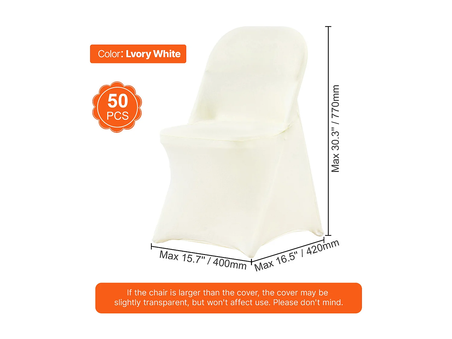 Housse de Chaise SucceBuy 50 Pièces, Blanc Ivoire, Housses de Protection Universelle