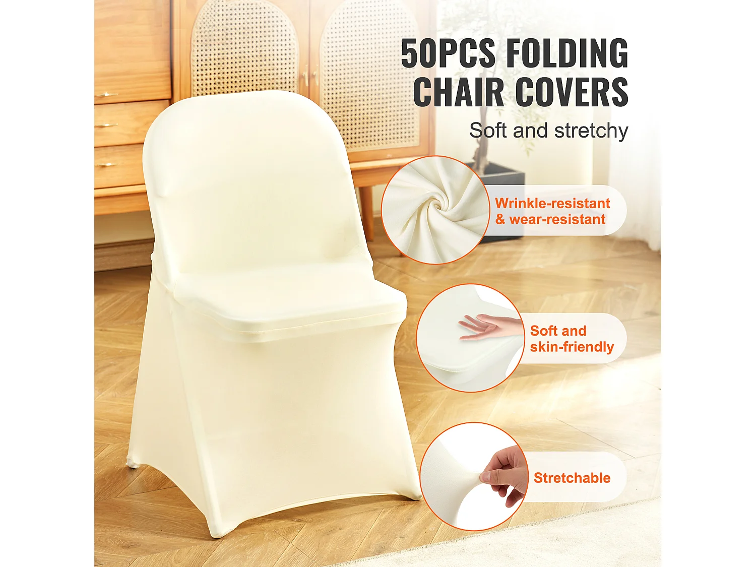 Housse de Chaise SucceBuy 50 Pièces, Blanc Ivoire, Housses de Protection Universelle