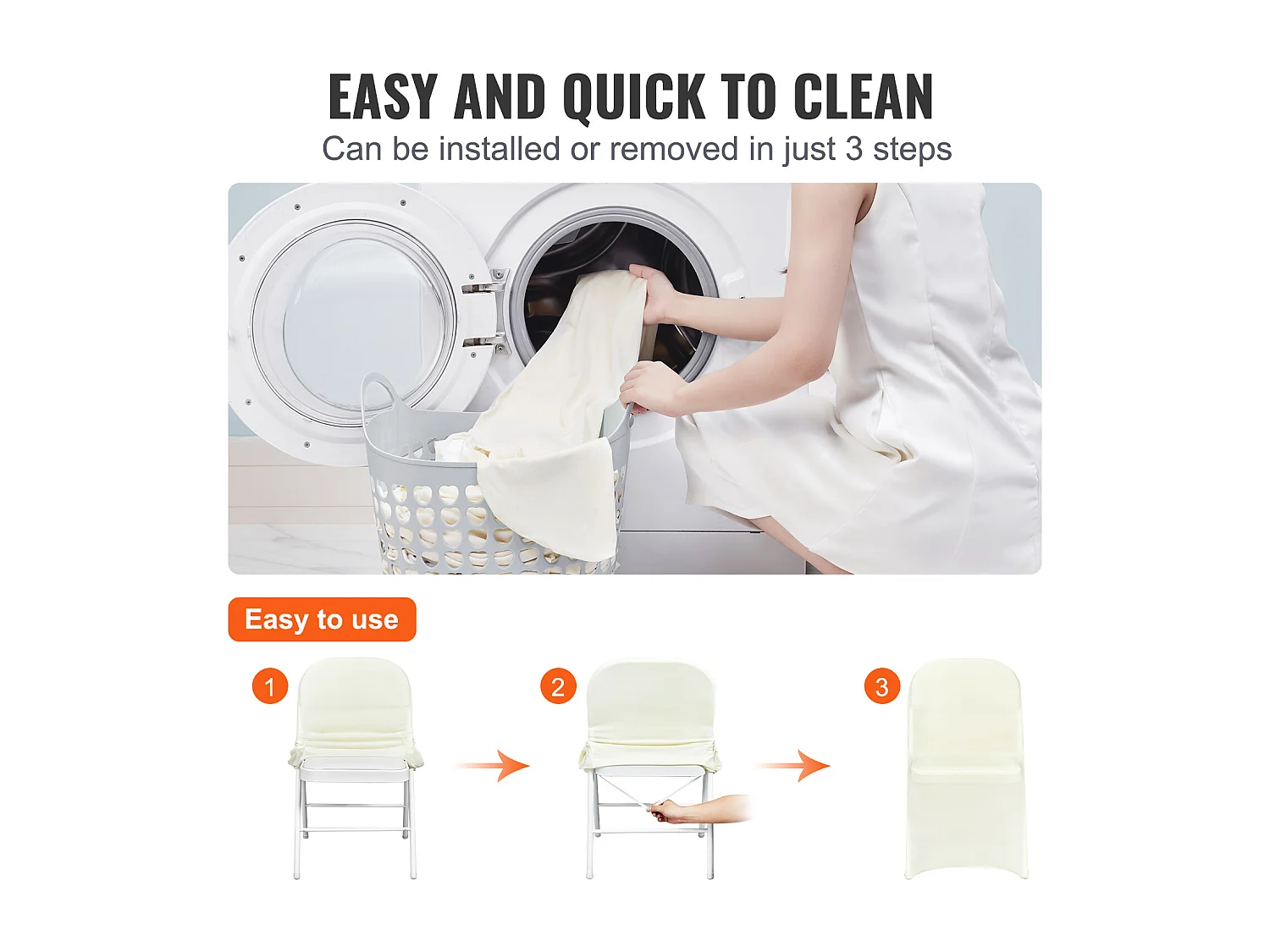 Housse de Chaise SucceBuy 50 Pièces, Blanc Ivoire, Housses de Protection Universelle