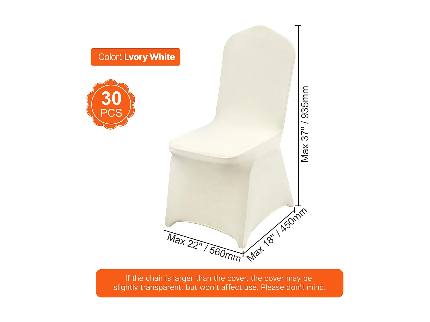 Capa de Cadeira SucceBuy 30 Peças, Branco Ivo, Capas de Cadeira em Elastano Extensível