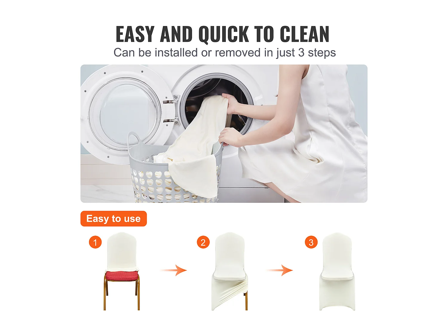 Capa de Cadeira SucceBuy 30 Peças, Branco Ivo, Capas de Cadeira em Elastano Extensível