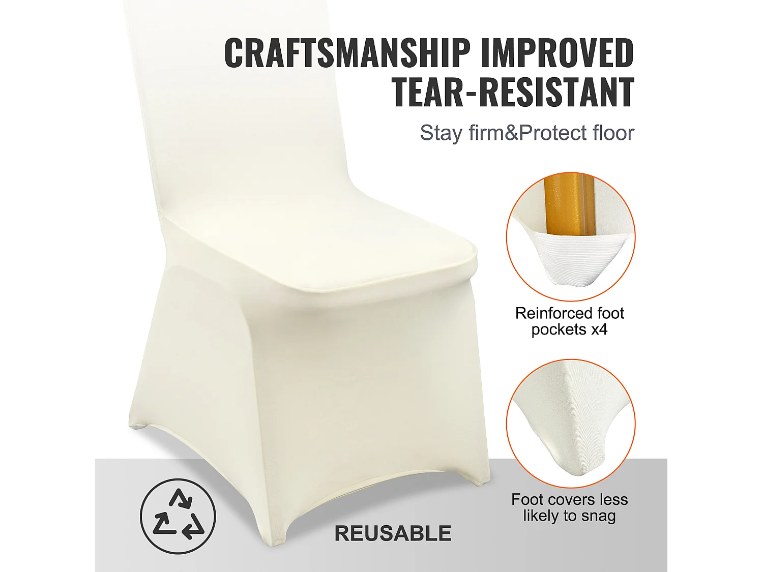 Capa de Cadeira SucceBuy 30 Peças, Branco Ivo, Capas de Cadeira em Elastano Extensível