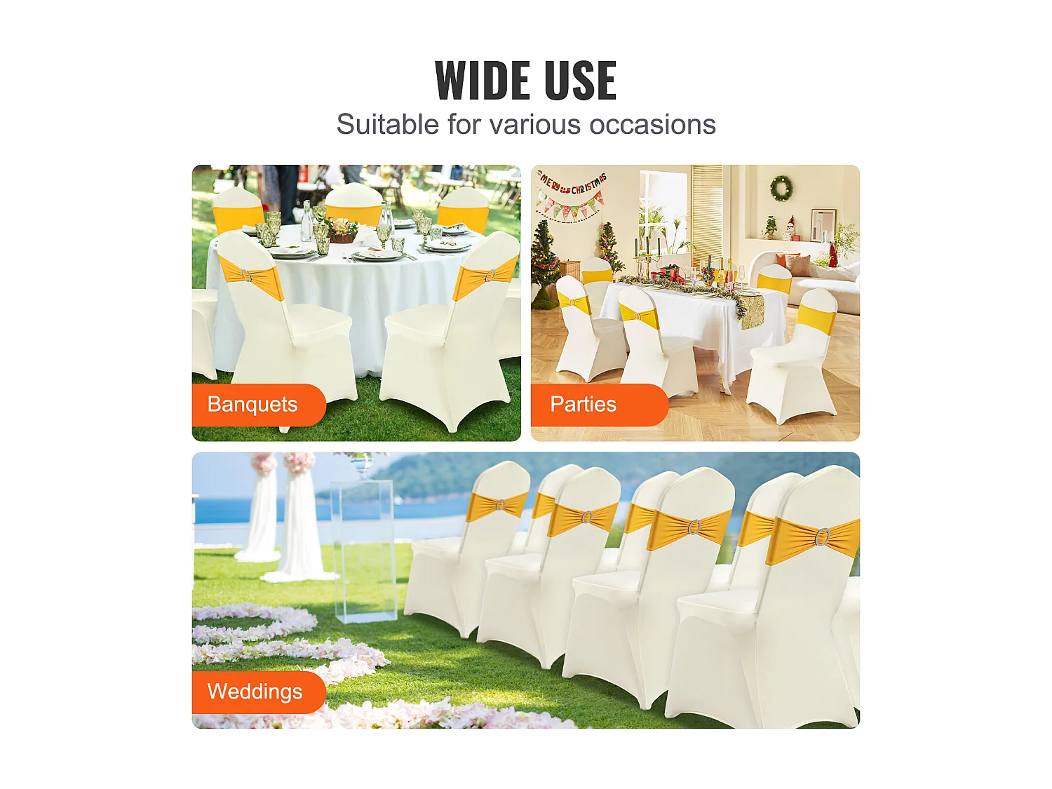 Capa de Cadeira SucceBuy 30 Peças, Branco Ivo, Capas de Cadeira em Elastano Extensível