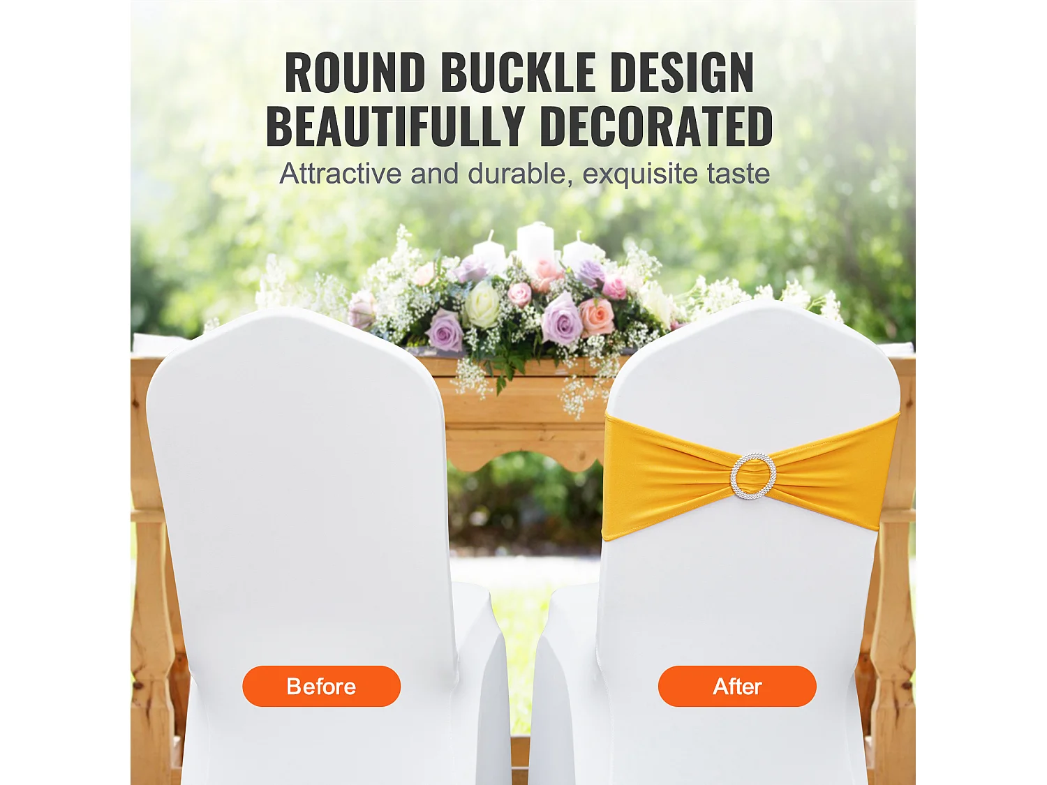 Housse de Chaise SucceBuy, 100 Pièces, Doré, de Chaise Extensibles, pour Décoration de Chaise de Mariage, de Vacances et de Fête