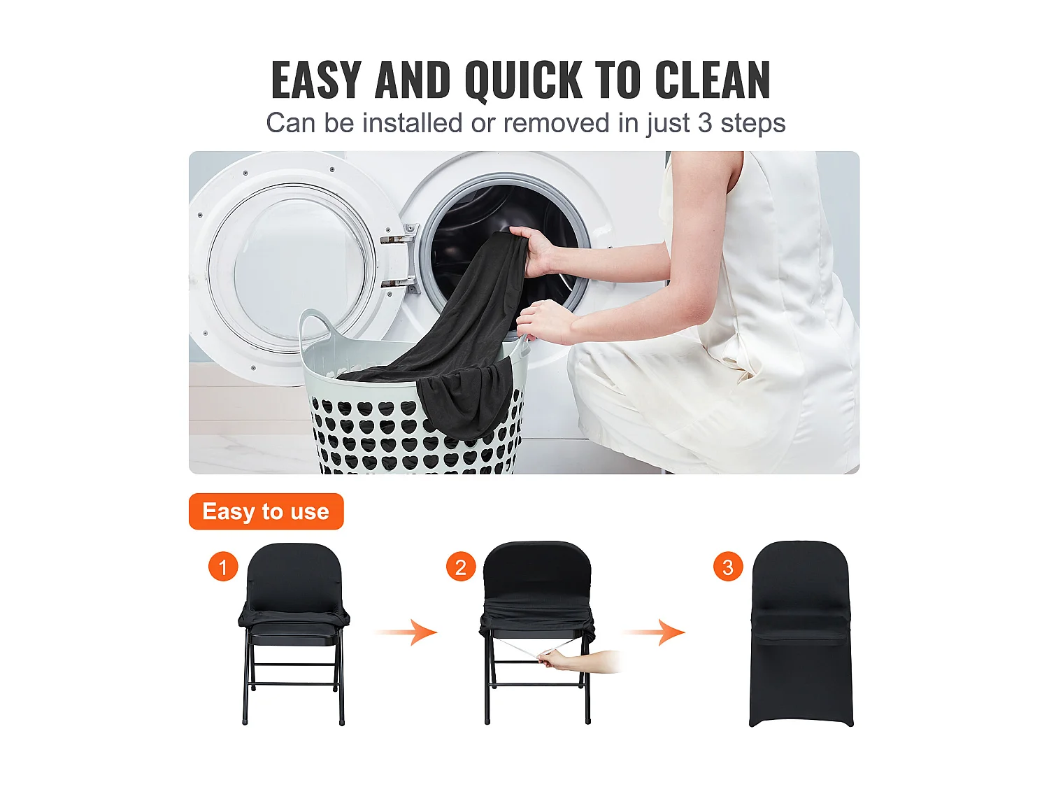 Funda de Silla SucceBuy 50 Piezas, Negro, Fundas de Silla en Elastano Extensible para Matrimonio, Celebración