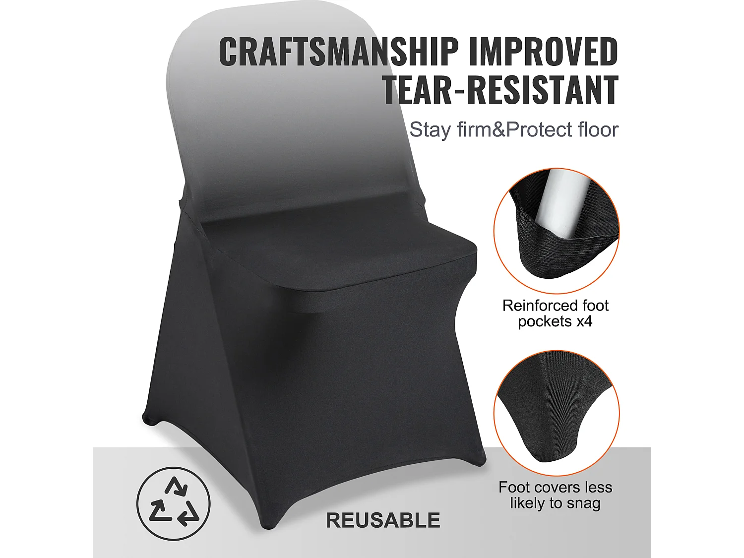 Funda de Silla SucceBuy 50 Piezas, Negro, Fundas de Silla en Elastano Extensible para Matrimonio, Celebración