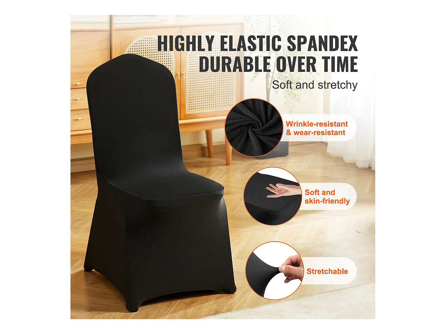 Housse de Chaise SucceBuy 50 Pièces, Noir, Housses de Chaise en Élasthanne Extensible pour Événements