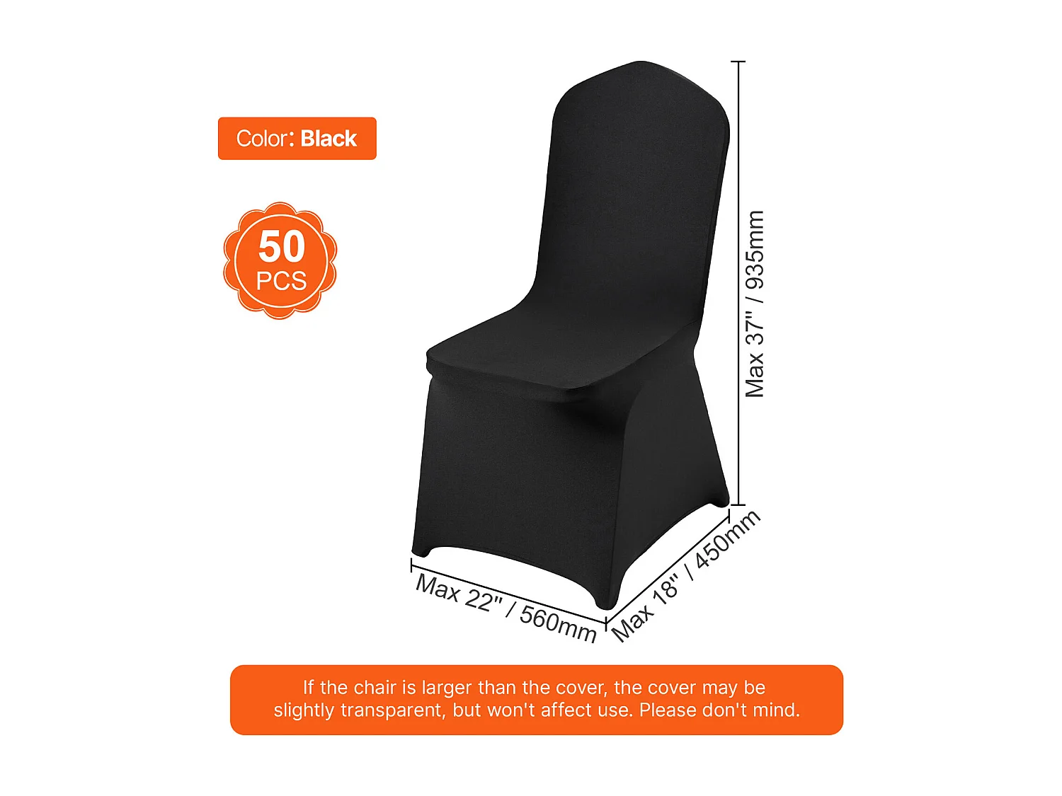 Housse de Chaise SucceBuy 50 Pièces, Noir, Housses de Chaise en Élasthanne Extensible pour Événements