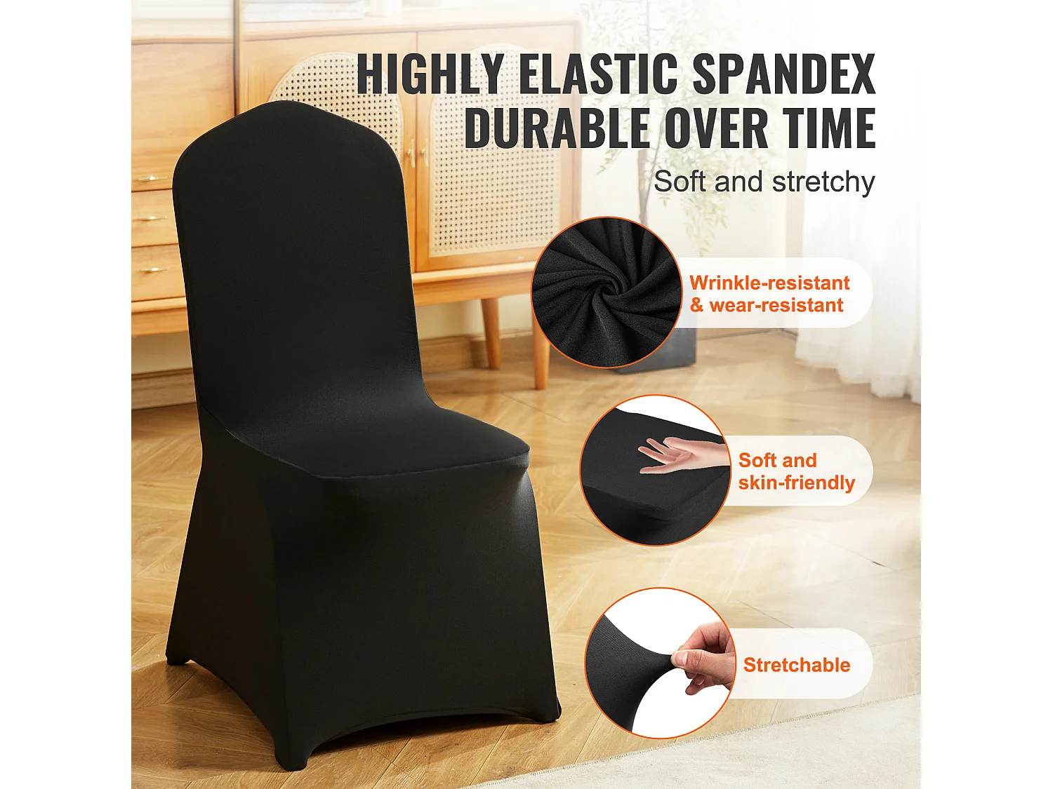 Housse de Chaise SucceBuy 50 Pièces, Noir, Housses de Chaise en Élasthanne Extensible pour Événements