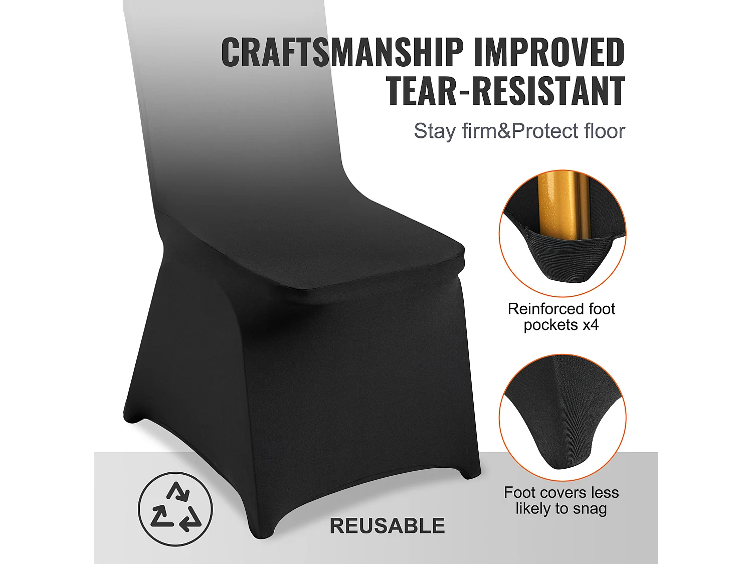 Housse de Chaise SucceBuy 50 Pièces, Noir, Housses de Chaise en Élasthanne Extensible pour Événements
