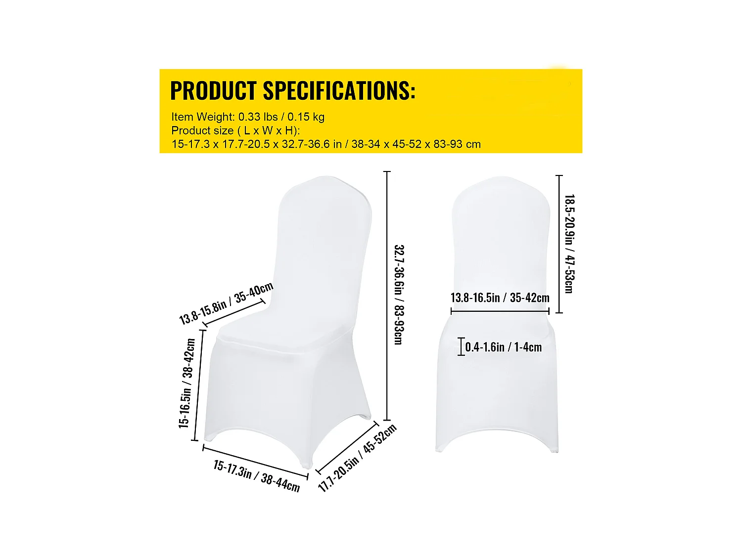 Housses de Chaise SucceBuy Lot de 100 Housses de Chaise Pliantes en Élasthanne Extensible Blanc pour Mariages et Fêtes