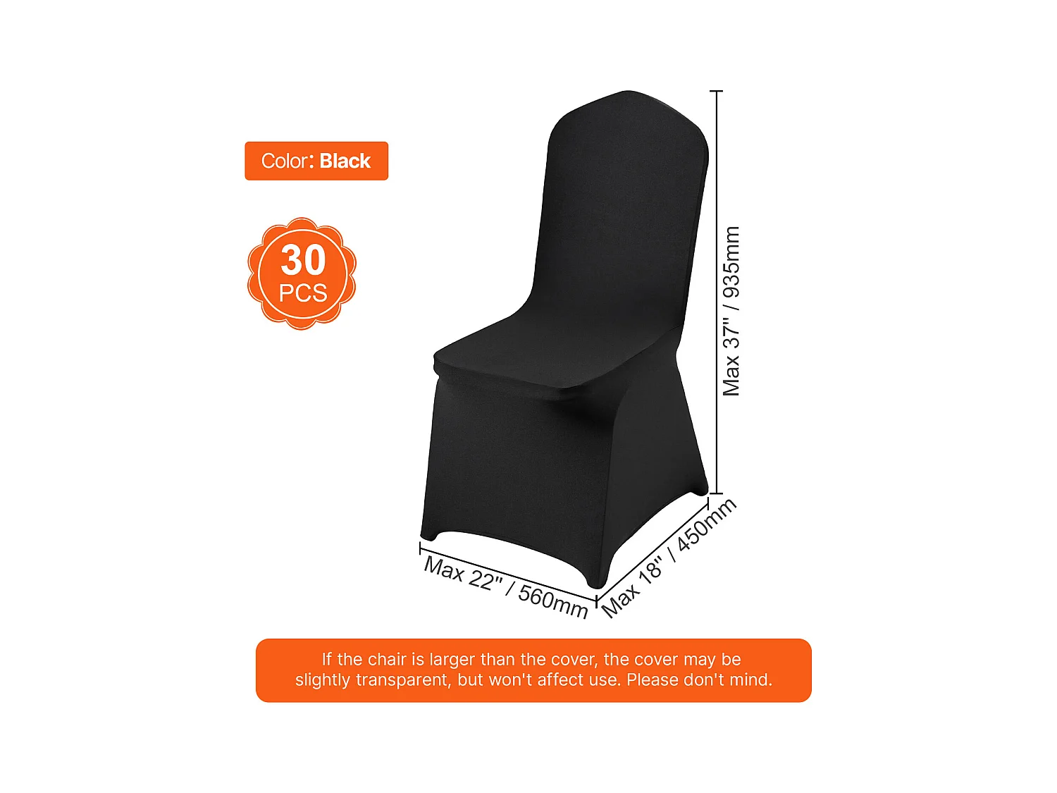 Housse de Chaise SucceBuy 30 Pièces, Noir, Housses de Protection Universelle pour Dîner de Mariage