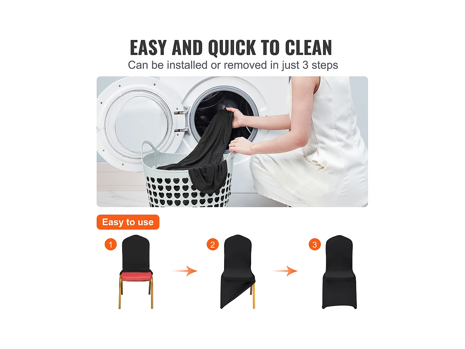 Housse de Chaise SucceBuy 30 Pièces, Noir, Housses de Protection Universelle pour Dîner de Mariage