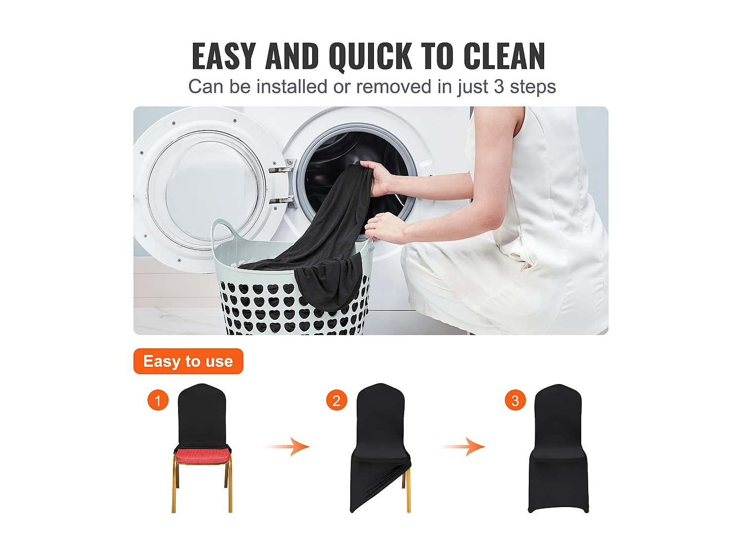 Stoelhoezen SucceBuy 30 Stukken, Zwart, Universele Beschermhoezen voor Huwelijksdiner