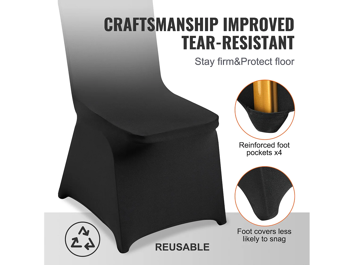 Stoelhoezen SucceBuy 30 Stukken, Zwart, Universele Beschermhoezen voor Huwelijksdiner