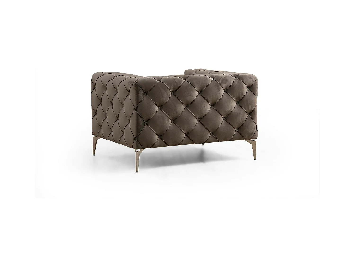 Fauteuil gris en velours capitonné DOVER