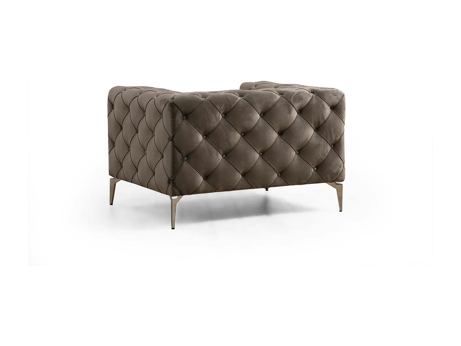 Fauteuil gris en velours capitonné DOVER