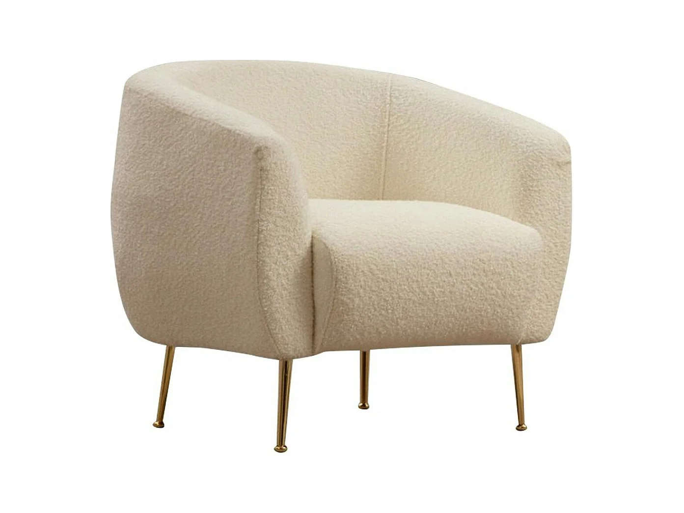 Fauteuil rond écru - pieds dorés LUCCA