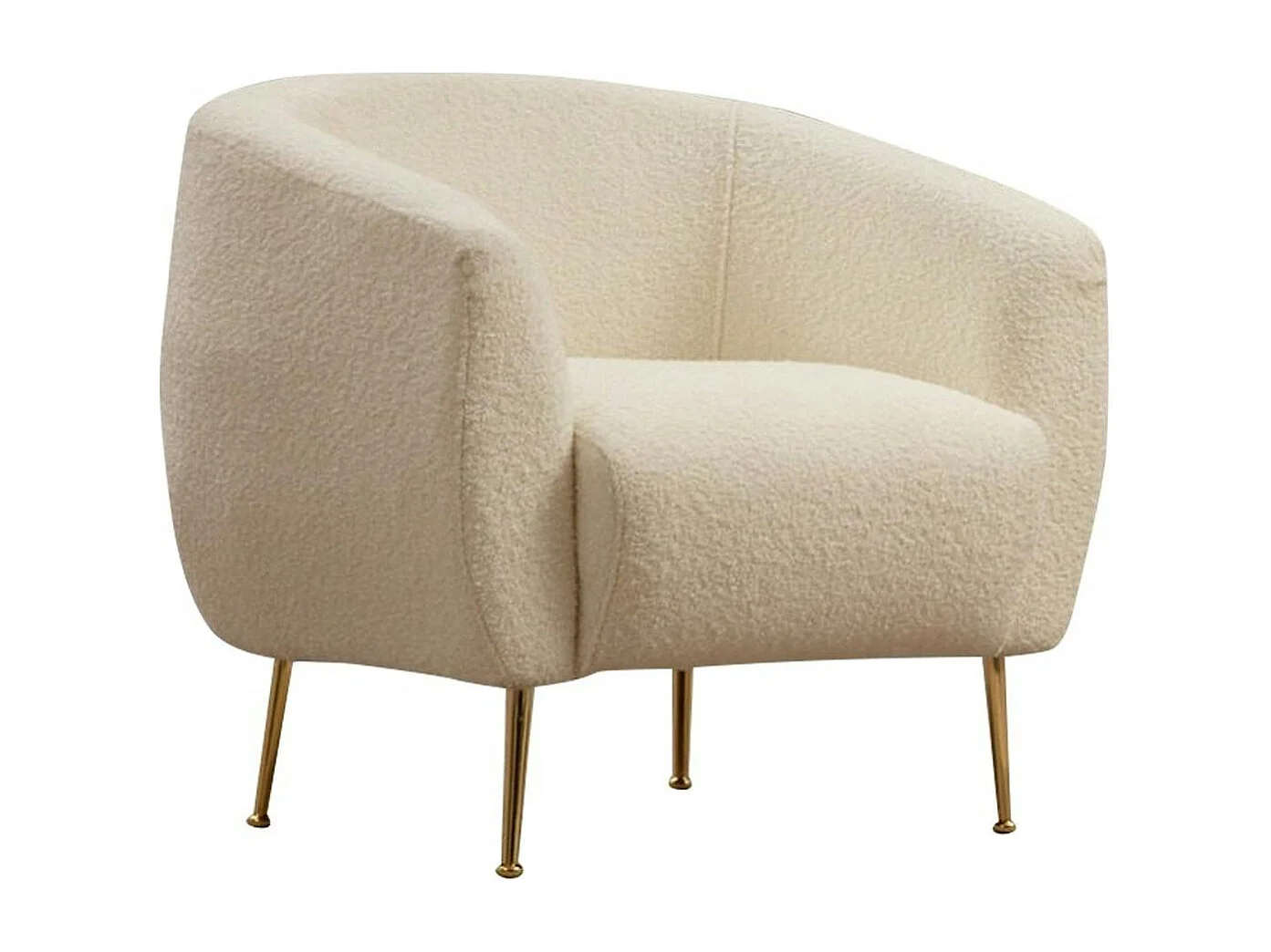 Fauteuil rond écru - pieds dorés LUCCA