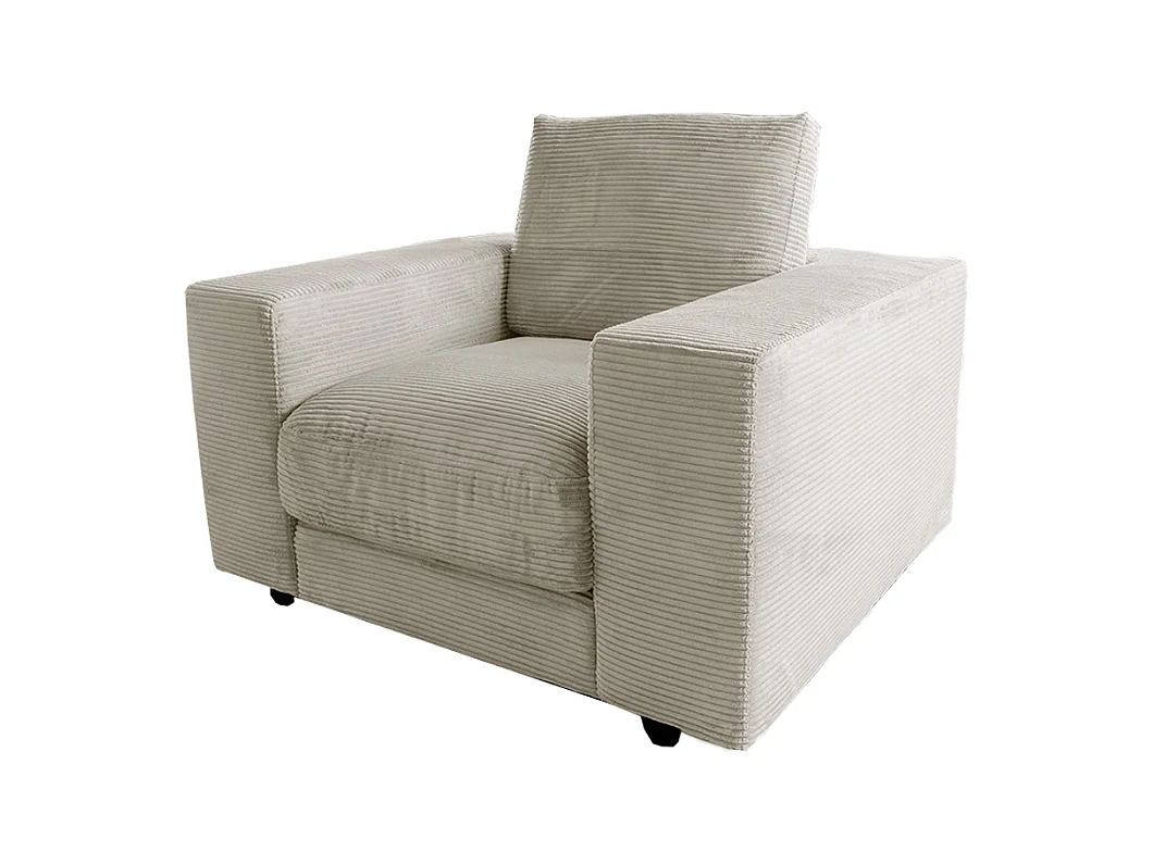 Fauteuil simple - blanc crème Velours côtelé - MADELINE