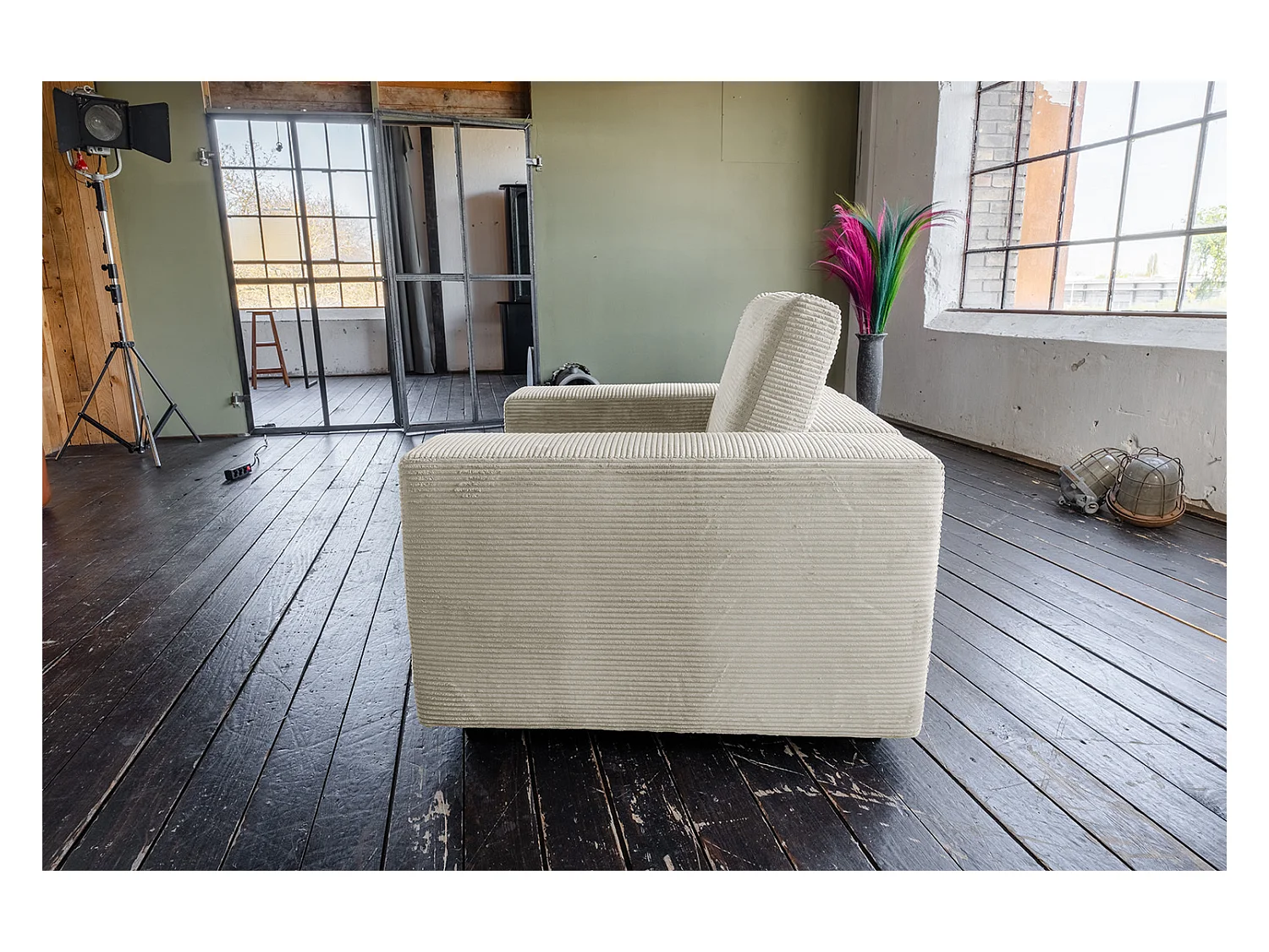 Fauteuil simple - blanc crème Velours côtelé - MADELINE