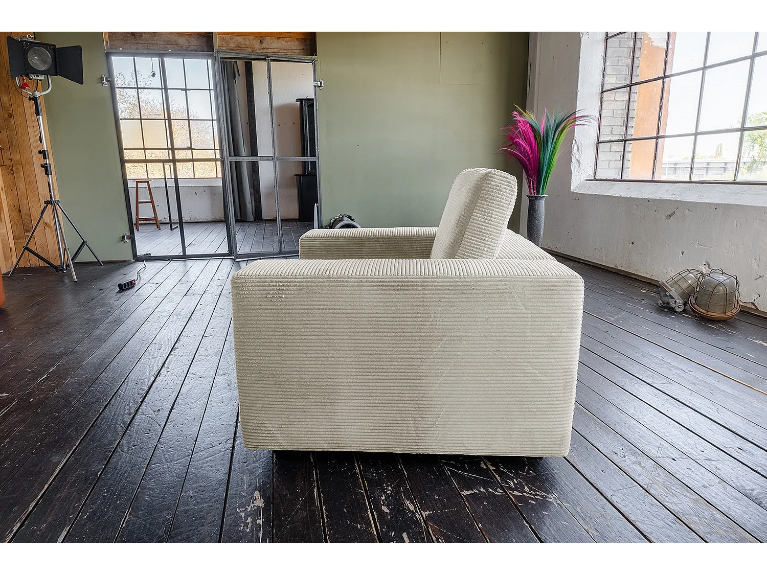 Enkele fauteuil - Crème wit Koord - MADELINE