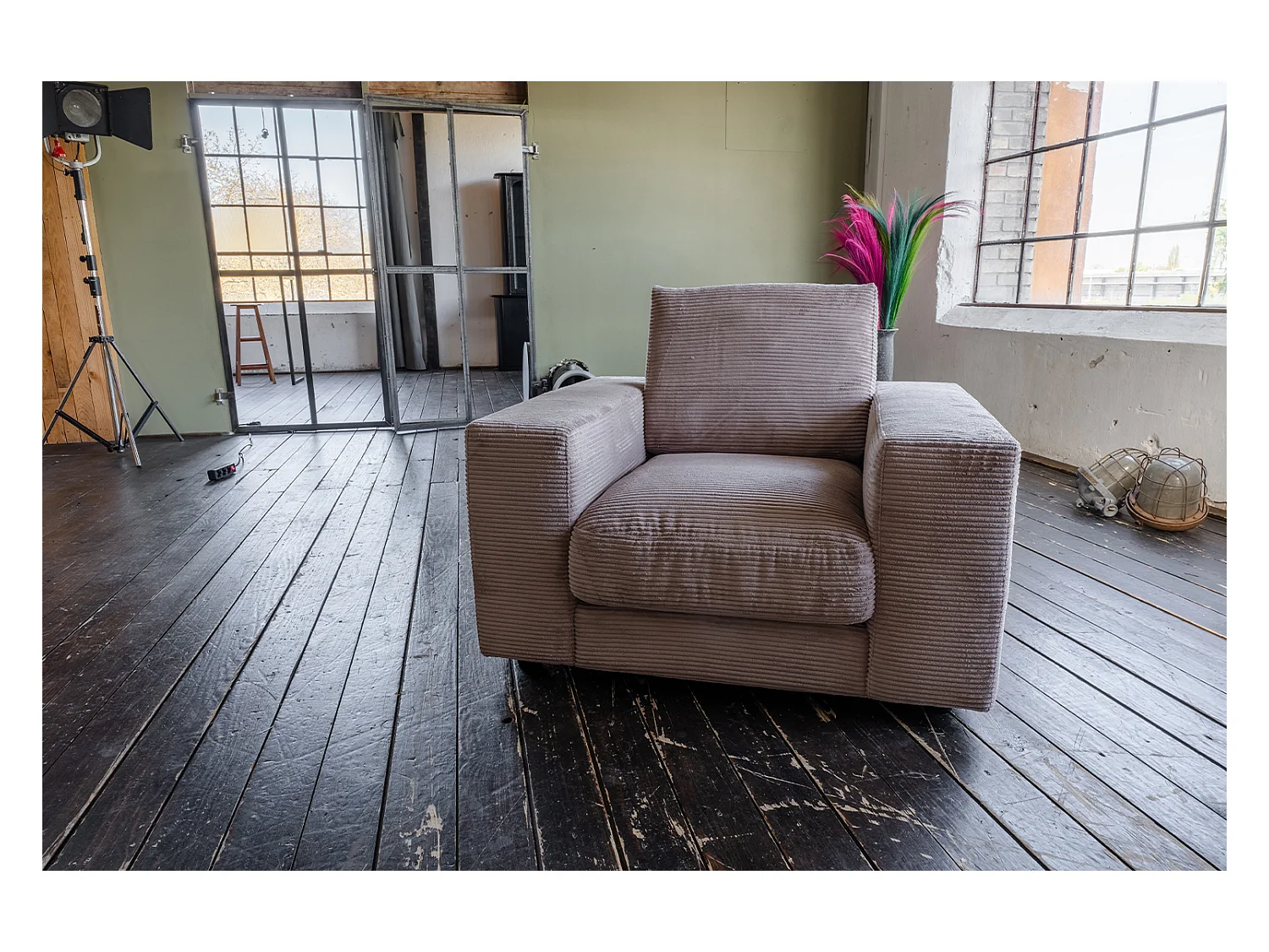 Fauteuil simple - taupe Velours côtelé - MADELINE