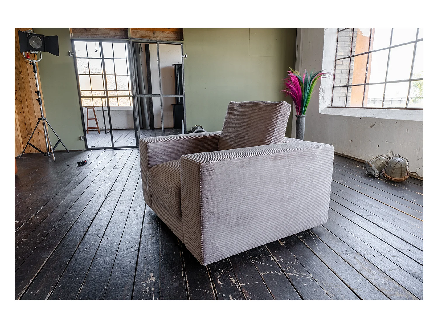 Fauteuil simple - taupe Velours côtelé - MADELINE