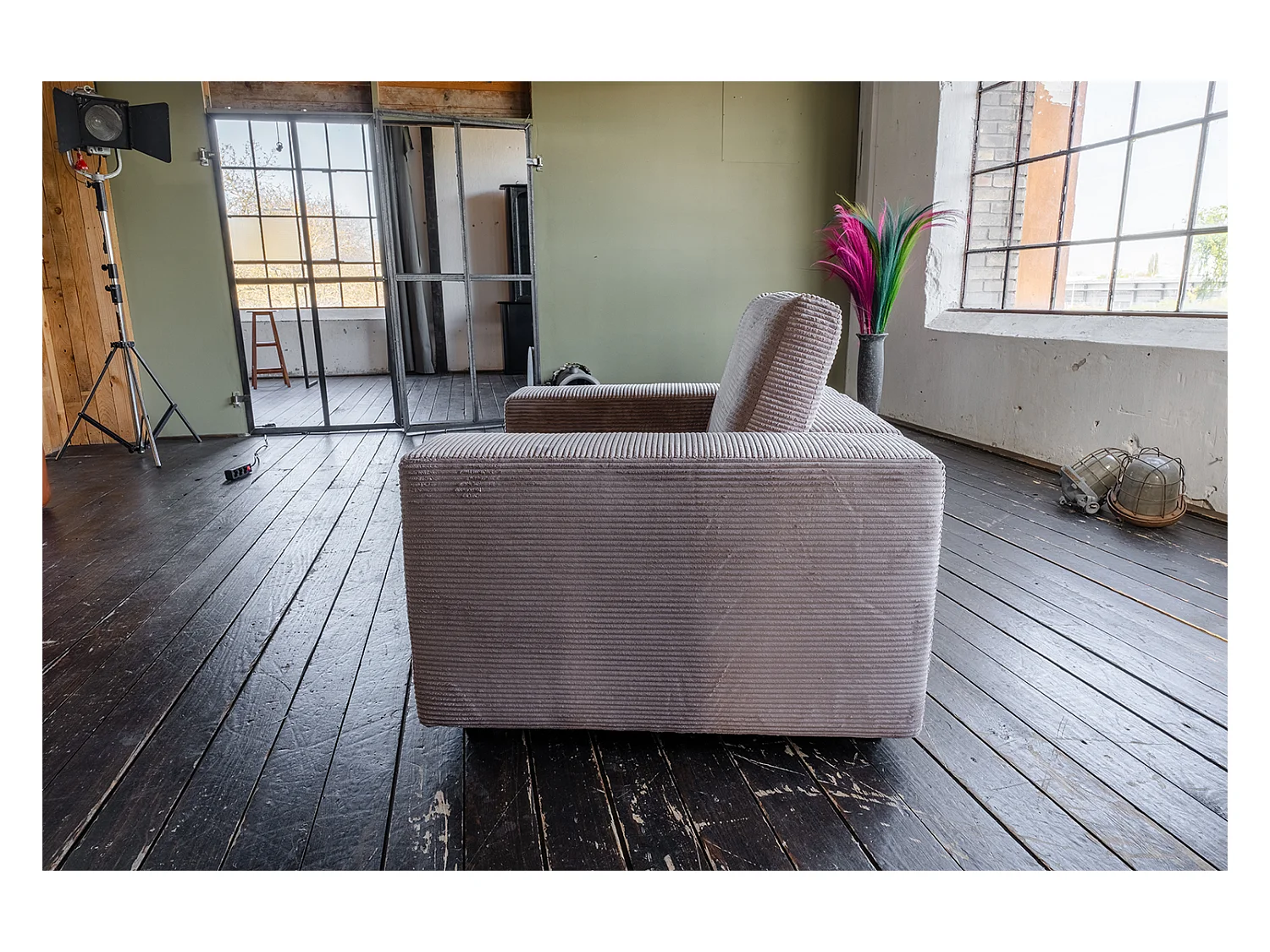 Fauteuil simple - taupe Velours côtelé - MADELINE