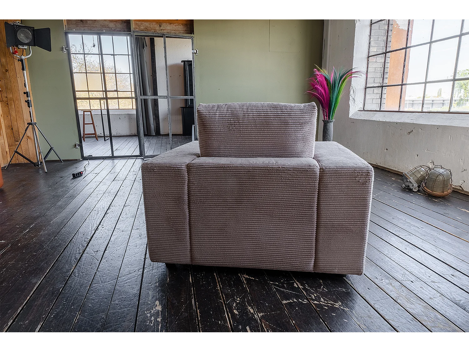 Fauteuil simple - taupe Velours côtelé - MADELINE