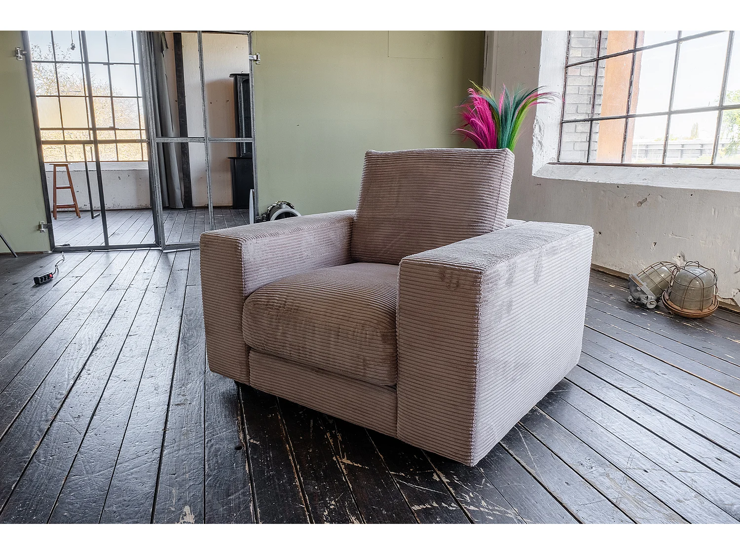 Einzelsessel - Taupe Cord - MADELINE