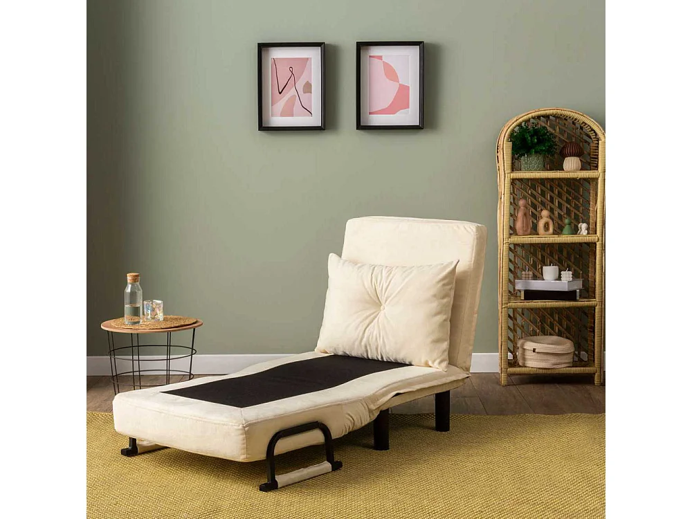 Sillón-cama moderno – 75 x 50 x 75 cm – crema – metal