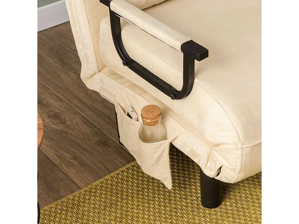 Sillón-cama moderno – 75 x 50 x 75 cm – crema – metal