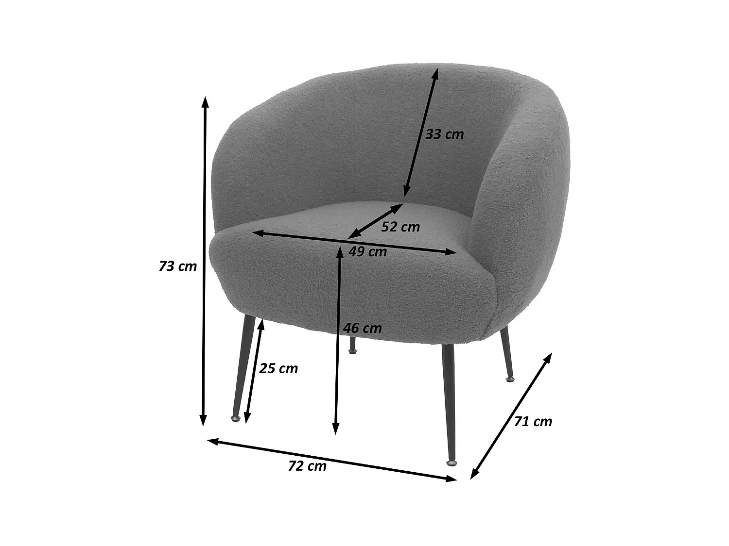 Fauteuil de salon MCW-O37,  bleu
